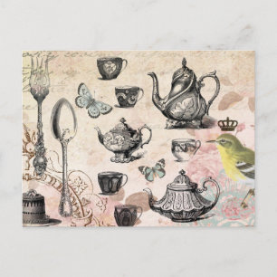 Vintage French Garden Tea Party postcard