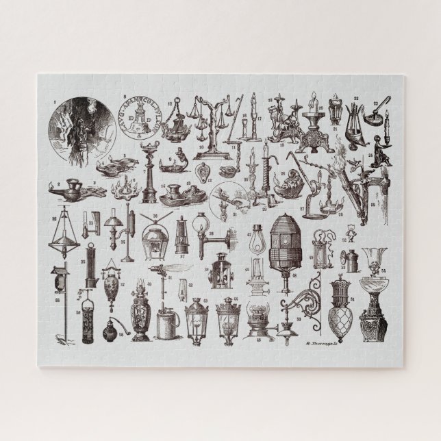 Vintage French Gas Lighting Illustrations Jigsaw Puzzle (Horizontal)
