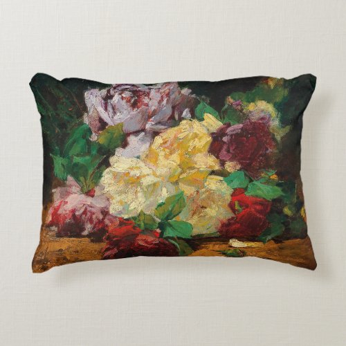 Vintage French Georges Jeannin Roses Accent Pillow