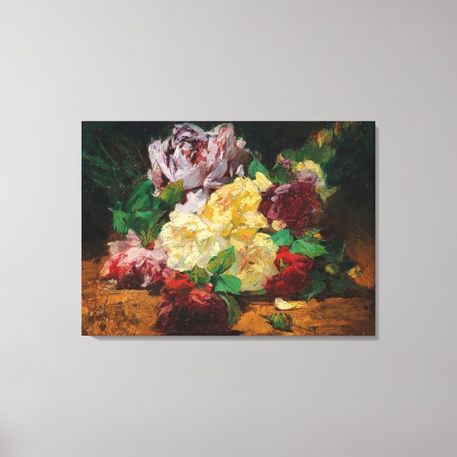 Vintage French Georges Jeannin Roses Canvas Print (Front)