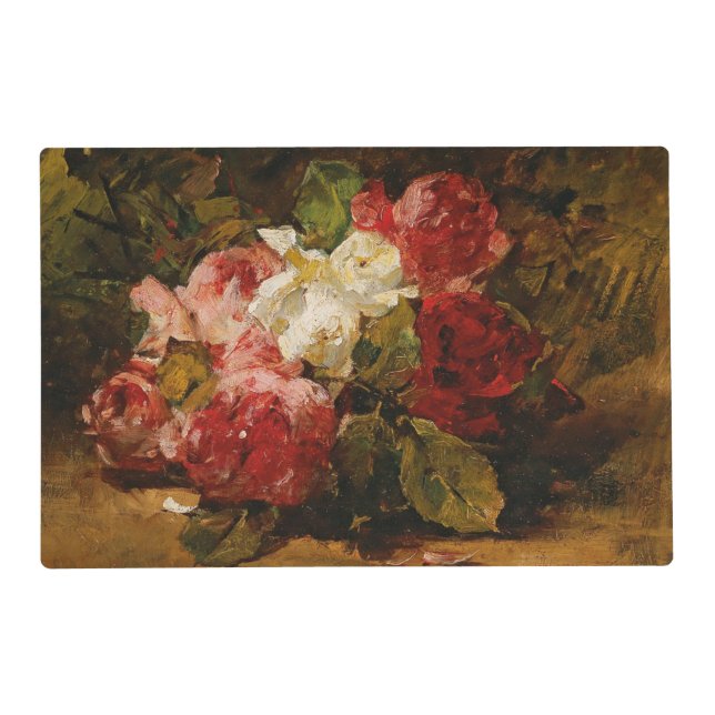 Vintage French Georges Jeannin Roses III Placemat (Front)