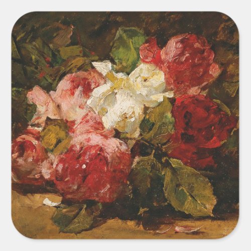 Vintage French Georges Jeannin Roses III Square Sticker
