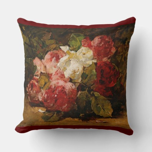 Vintage French Georges Jeannin Roses III Throw Pillow