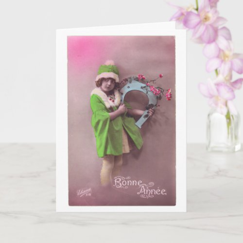 Vintage French Girl Hand_Colored bonne anne Card