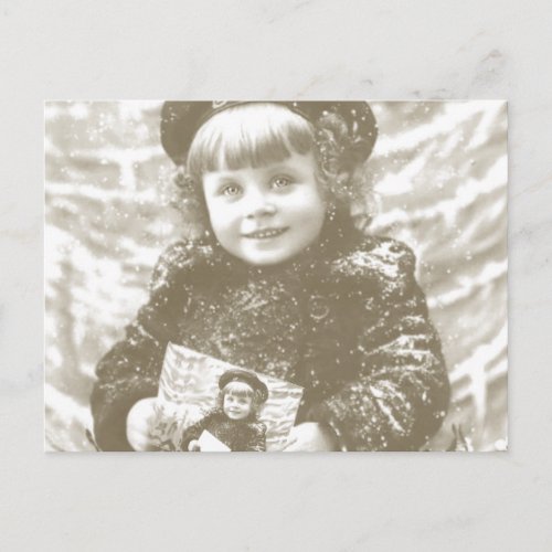 Vintage French Girl Photo Holiday Postcard