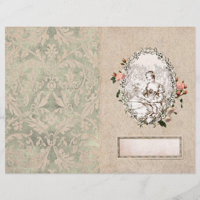 Vintage French Girl Rose Nameplate Journal Page (Front)