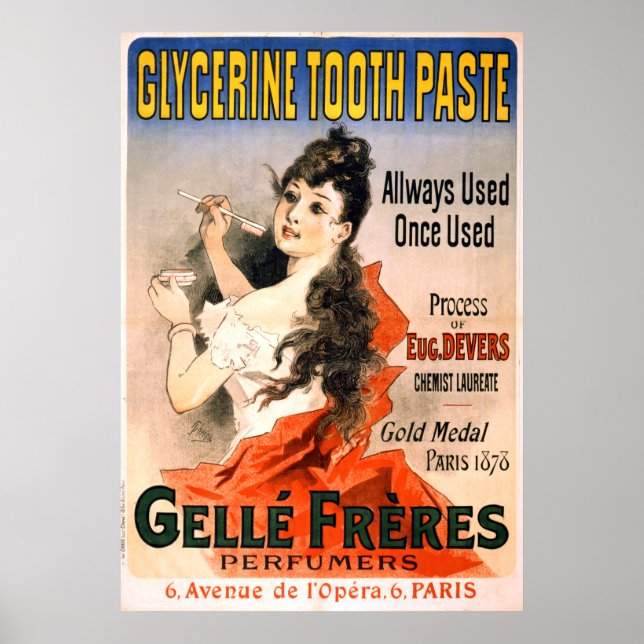 Vintage French Glycerin Tooth Paste Advertisement Poster (Front)