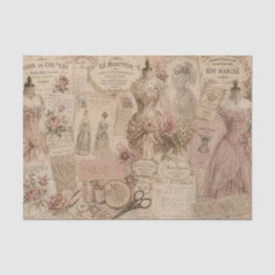 Vintage French Gowns Couture Sewing Handwriting  Tissue Paper