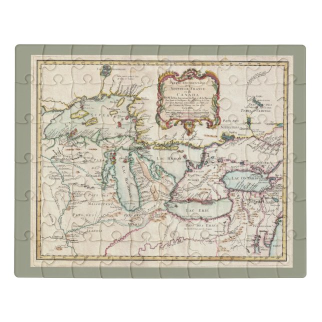 Vintage French Great Lakes Map   Jigsaw Puzzle (Puzzle Horizontal)