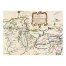 Vintage French Great Lakes Map