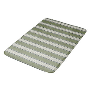 Vintage French Greenery Stripes- Neutral Farmhouse Bath Mat