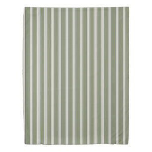 Vintage French Greenery Stripes- Neutral Farmhouse Duvet Cover