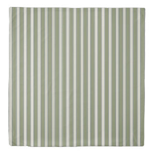 Vintage French Greenery Stripes- Neutral Farmhouse Duvet Cover