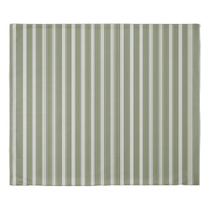 Vintage French Greenery Stripes- Neutral Farmhouse Duvet Cover