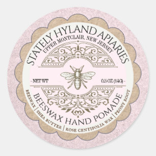 Vintage French Hand Pomade Cuticle Cream with Bee Classic Round Sticker