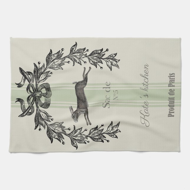 Vintage french hare kitchen towel (Horizontal)