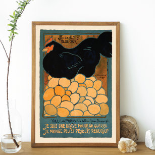 Vintage French Hen Advertising Lithograph Poster