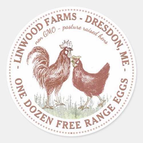 Vintage French hen and rooster egg carton label