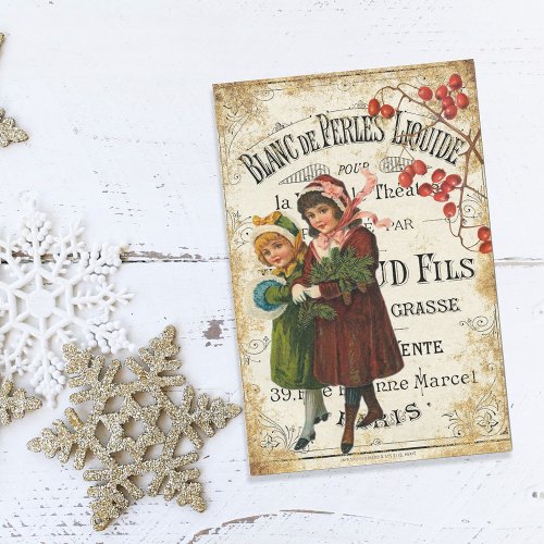 Vintage French Holiday Decoupage Craft Tissue Paper