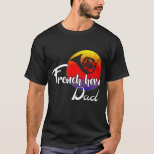 Vintage French Horn Dad Retro Sunset Funny Music T-Shirt