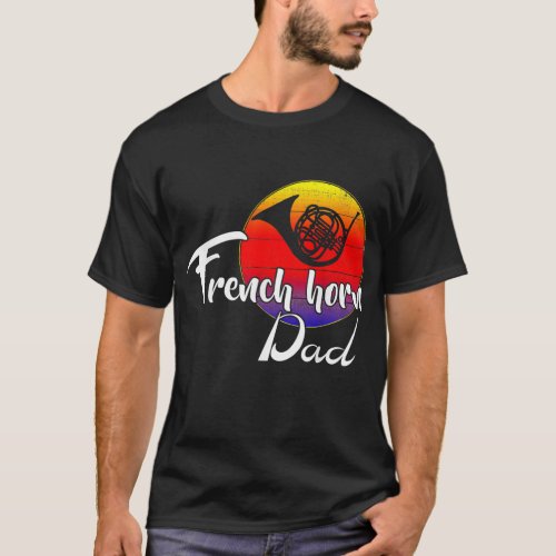 Vintage French Horn Dad Retro Sunset Funny Music T_Shirt