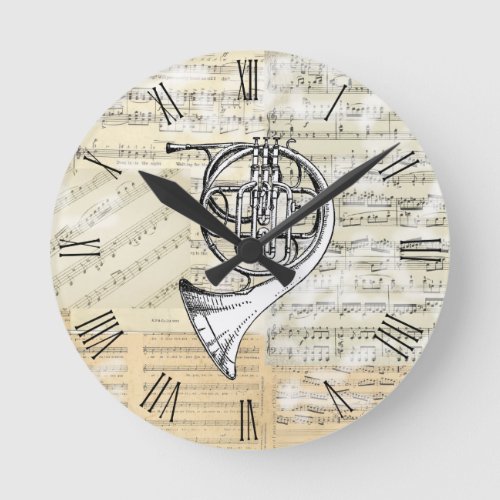 Vintage French Horn Music Clock