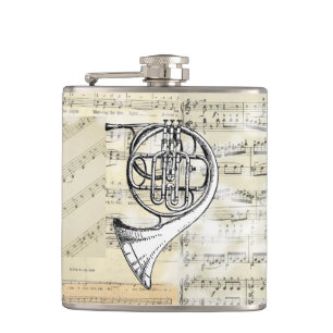 Vintage French Horn Music Flask