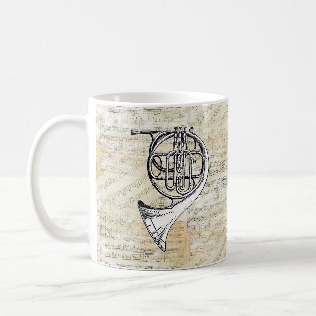 Vintage French Horn Music Mug (Left)