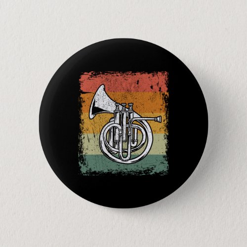 Vintage French Horn Player Music Horn Gift Button