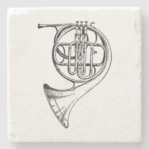 Vintage French Horn Stone Coaster