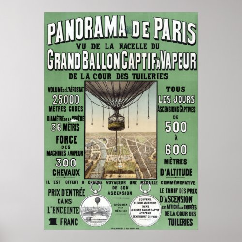 Vintage French Hot Air Balloon Poster