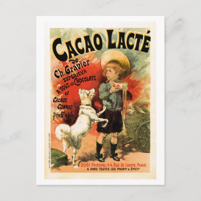 Vintage French hot chocolate drink ad Postcard (Front)