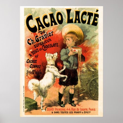 Vintage French hot chocolate drink ad Poster