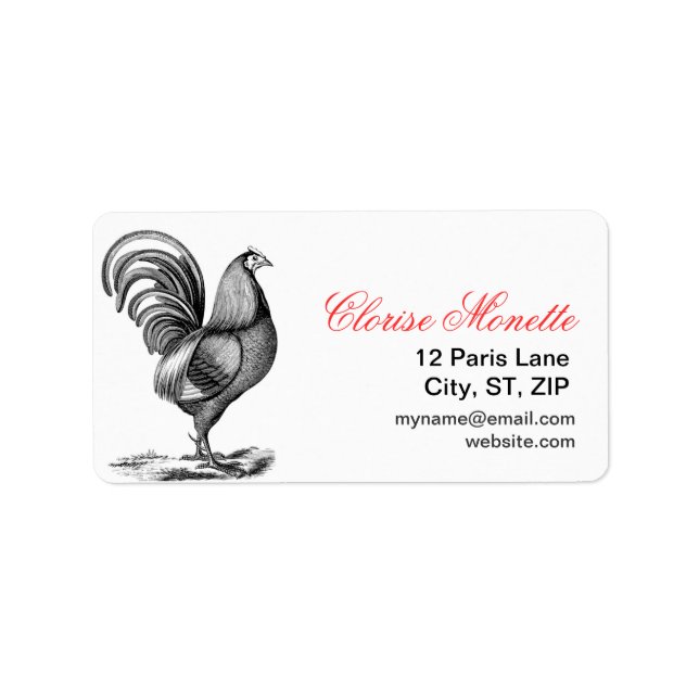 Vintage French Illustrated Rooster Label (Front)