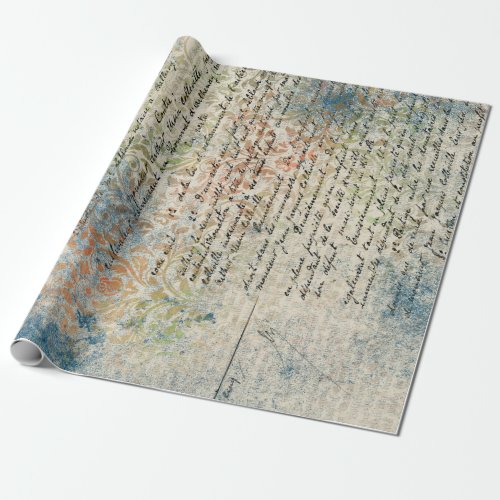 Vintage French Inspired Pastel Blue Wrapping Paper