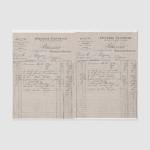 Vintage French Invoice Decoupage Craft or Gift Tissue Paper