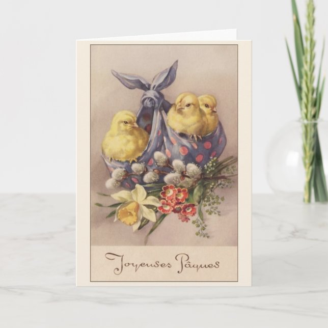 Vintage French Joyeuses Pâques Easter Card (Front)