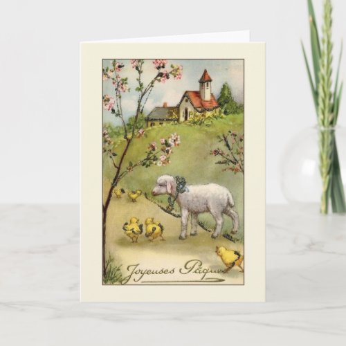 Vintage French Joyeuses Pques Easter Card