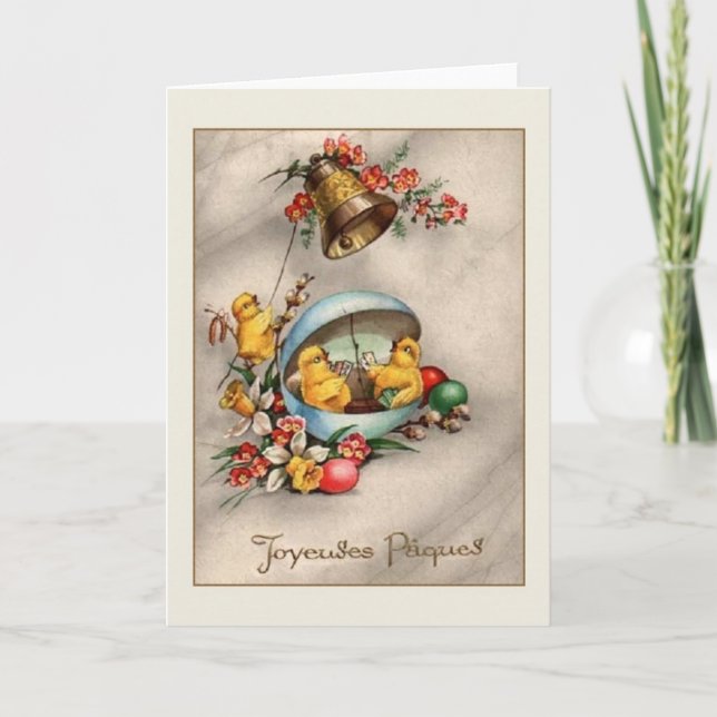 Vintage French Joyeuses Pâques Easter Card (Front)