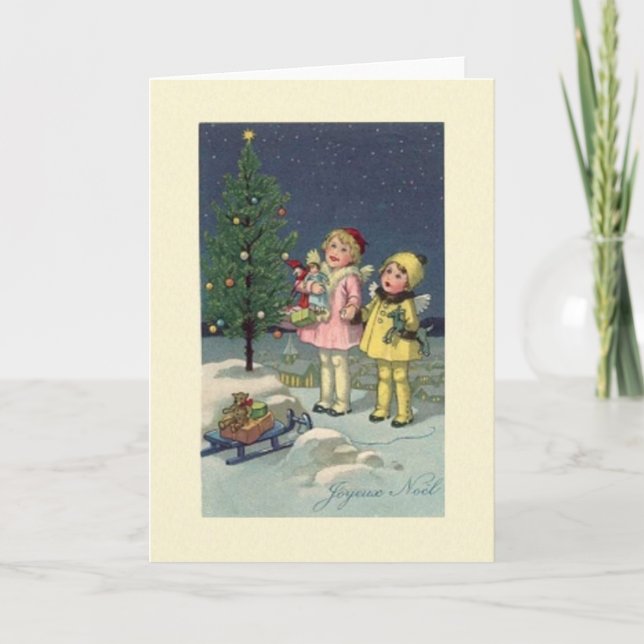 Vintage French Joyeux Noel Christmas Card (Front)