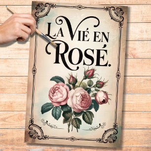 Vintage French La Vie En Rose 1 Decoupage Paper