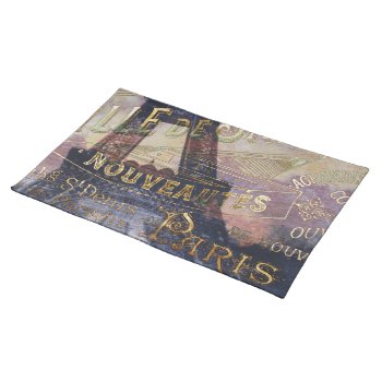 Vintage French Label And Eiffel Tower Cloth Placemat by AnyTownArt at Zazzle