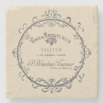 Vintage French Label  Stone Coaster by Pretty_Vintage at Zazzle