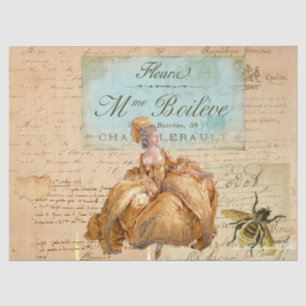 Vintage French Lady Bee Handwriting Tissue Paper