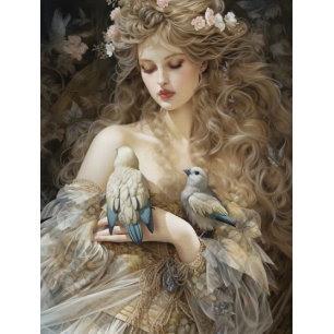 Vintage French Lady in Castle Decoupage Tissue Paper