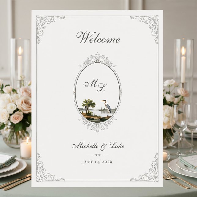 Vintage French Landscape Monogram Wedding Poster (Creator Uploaded)