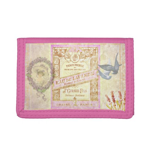 Vintage French Lavender Perfume Collage Tri_fold Wallet