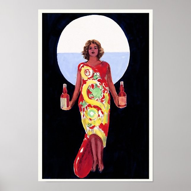 Vintage French Liqueur Woman 1920 Art Deco Poster (Front)