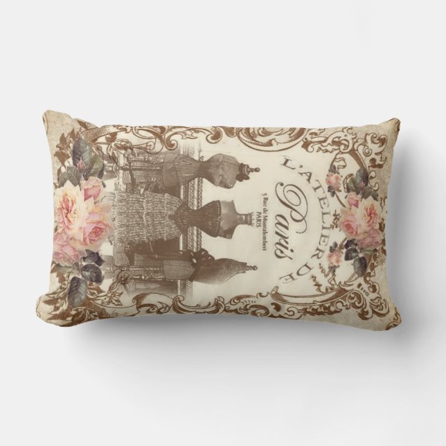 Vintage French Lumbar Pillow (Front)