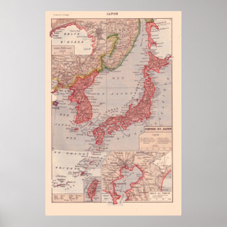 Vintage French map, 1920, Japan Poster